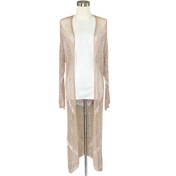 Forever 21 Sweaters - Forever 21 Metallic Rose Gold Long Cardigan